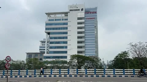 Official building of BT, Ericsson and tech Mahindra in Kolkata, India Stock Footage 336231328