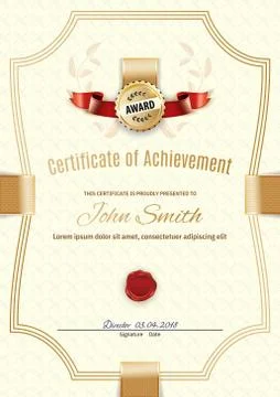 Official certificate with beige simple border. Business beige modern design Stock Illustration