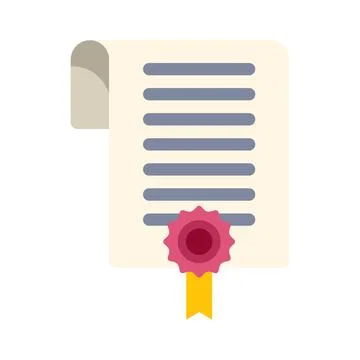 Official certificate document with red seal and ribbon Stock Illustration