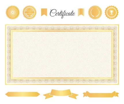 Official Certificate Gold Decorative Elements Set Stock Illustration
