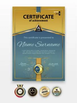 Official certificate with gold design elements. Business modern design. Set of Stock Illustration