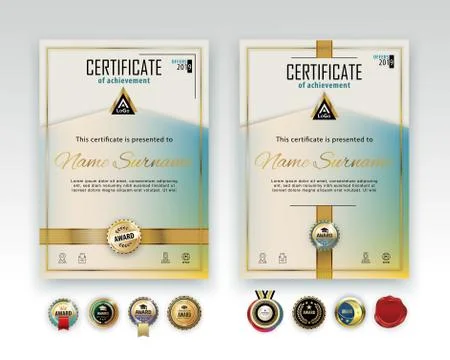 Official certificate with gold design elements. Business clean modern design Stock Illustration