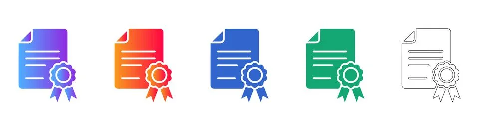 Official Certification Document Icon Set Stock Illustration