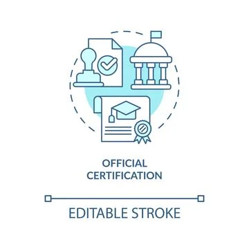 Official certification turquoise concept icon Stock Illustration