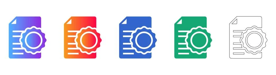 Official Certified Document Icon Set Stock Illustration