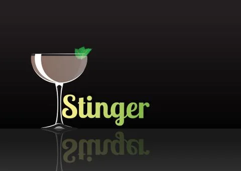 Official cocktail icon, The Unforgettable Stinger cartoon illustration for ba Stock Illustration
