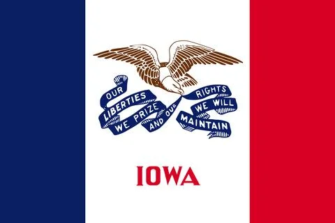 The official current flag of Iowa State USA. State flag of Iowa. Illustration Stock Illustration