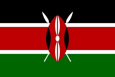 The official current flag of Republic of Kenya. State flag of Kenya. Illustra Stock Illustration