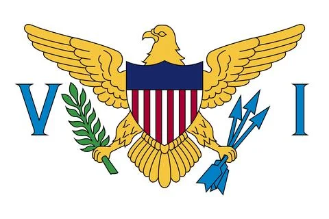 The official current flag of US Virgin Islands. State flag of Virgin Islands. Stock Illustration