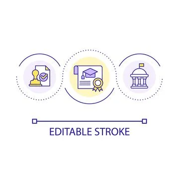 Official degree certificate loop concept icon Stockillustratie