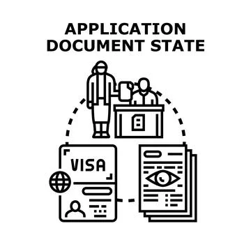 Official document application process requiring approval Stock Illustration