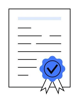 Official Document with Approval Badge Indicating Certification and Validation Stock Illustration