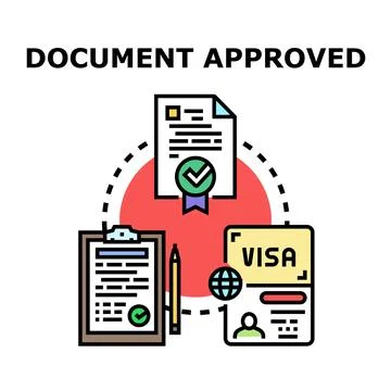 Official document approval process and visa application Stock Illustration