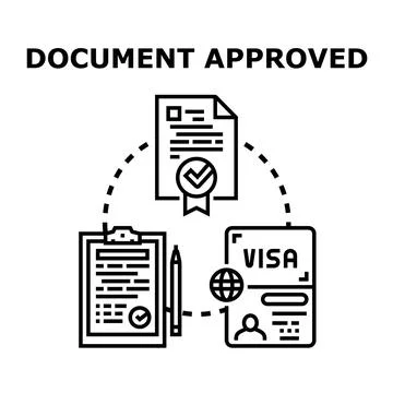 Official document approval process and visa application Stock Illustration