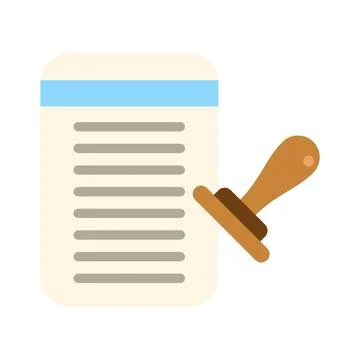 Official document approval symbol with rubber stamp illustration 스톡 일러스트