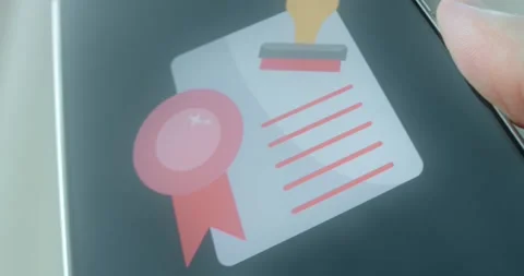Official document, Certificate or license document icon, presentation Stock Footage 313437024