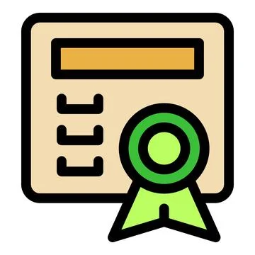 Official document with green stamp and ribbon representing certification Stock Illustration