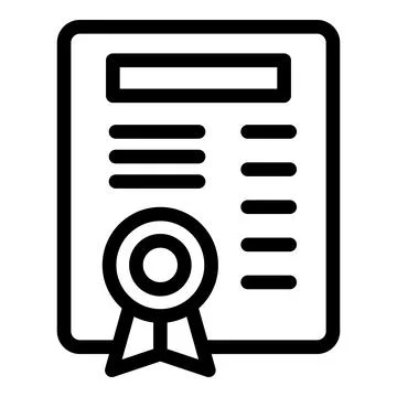 Official document with red ribbon and stamp icon Stock Illustration