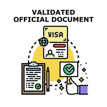 Official document validation process and approval concept Stock Illustration