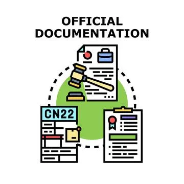 Official documentation process with legal and postal forms Stock Illustration