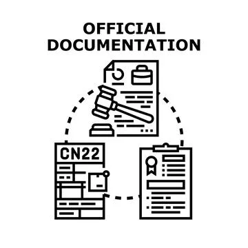 Official documentation process with legal and postal forms Stock Illustration