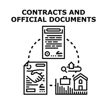 Official documents and contracts signing concept Illustrazione stock