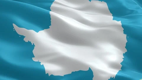 Official flag of Antarctica waving in the wind with high quality fabric tex.. Stock Footage 334343613
