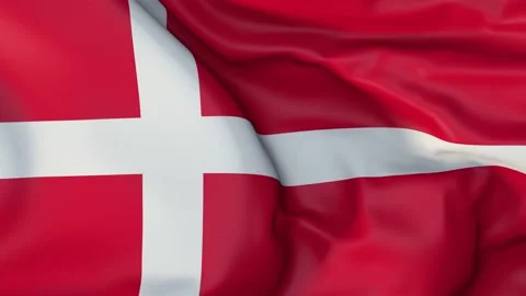 Official flag of Denmark in the wind. 4K video Stock Footage 131514832