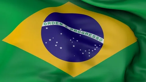 Official flag of the Federative Republic of Brazil. Stock Footage