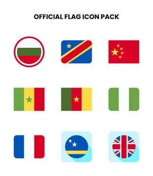 Official Flag Flat Icons Pack 스톡 일러스트