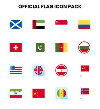 Official Flag Flat UI Icons Pack Stock Illustration