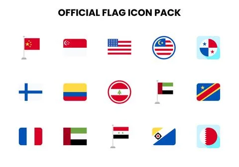 Official Flag Flat Vector Icons Pack 스톡 일러스트