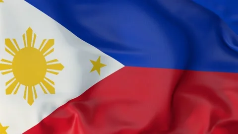Official flag of Philippines in the wind. 4K video Stock Footage 131515163