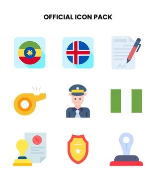 Official Flat Set Icons Pack Stockillustratie