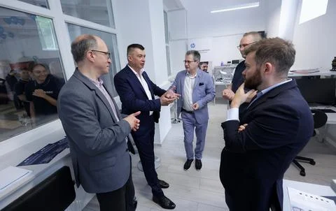 Official launch of the Blue Space Drone Engineering Lab at Politehnica Universit Stock Photos