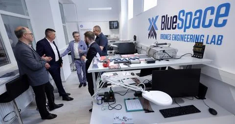 Official launch of the Blue Space Drone Engineering Lab at Politehnica Universit Fotos de archivo