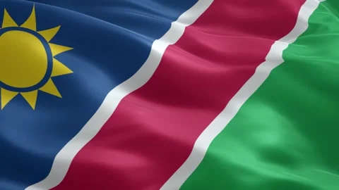 Official National Flag of Namibia Waving in Smooth Slow Motion Stock Footage 334628574