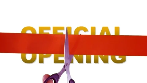 Official opening concept with cutting red ribbon ceremony Stock Footage 75898698