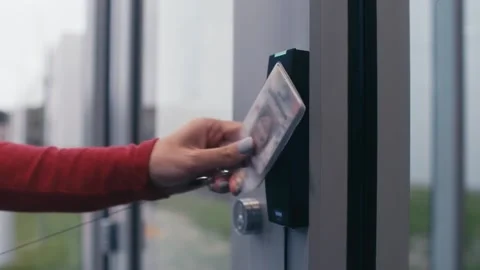 An official person using security login ID gate to access Stock Footage 239506085