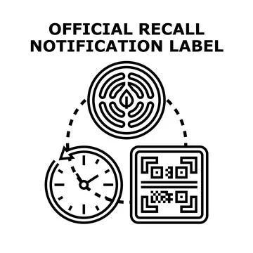 Official product recall notification process label Illustrazione stock