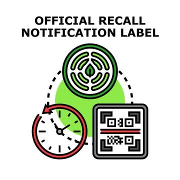 Official product recall notification process label Illustrazione stock