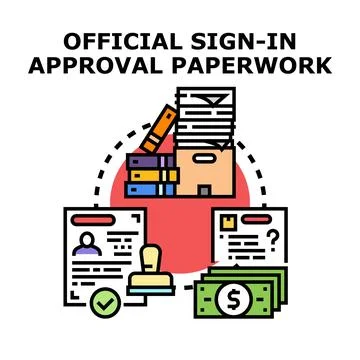 Official sign in approval paperwork process concept イラスト素材