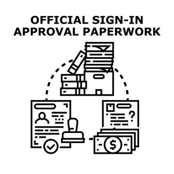 Official sign in approval paperwork process concept Illustrazione stock