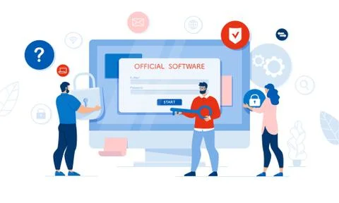 Official Software Access, Audit, Program Analyses Stock Illustration