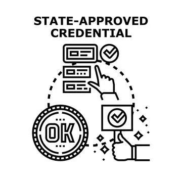 Official state approved credential certification process Stock Illustration