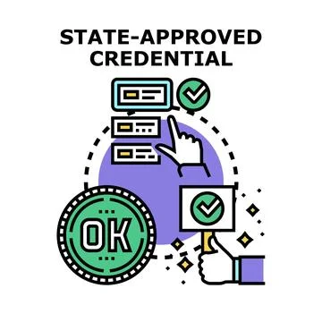 Official state approved credential certification process イラスト素材