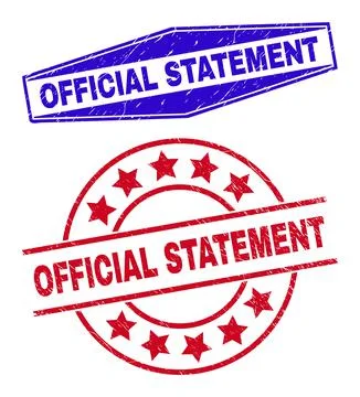 OFFICIAL STATEMENT Corroded Stamp Seals in Circle and Hexagon Forms Stock Illustration
