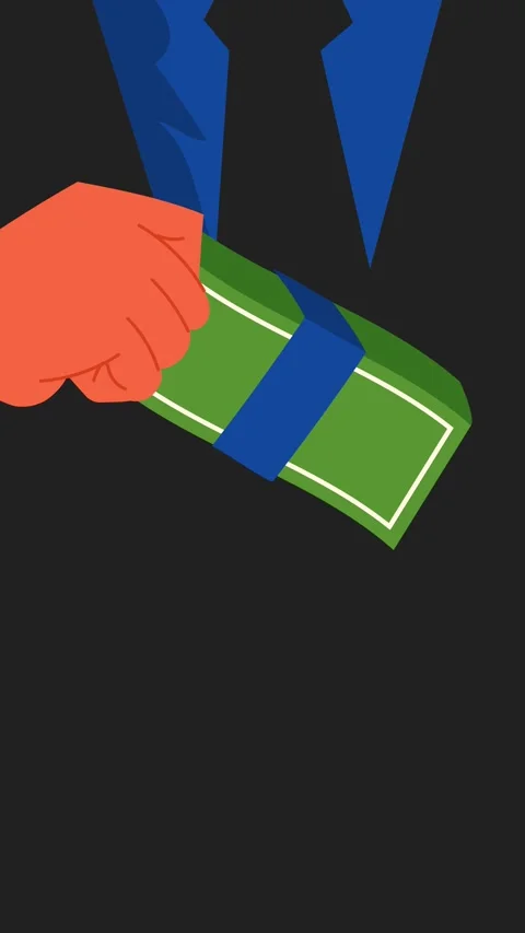 An official takes a bribe, his hands in handcuffs 库存影片 341580981