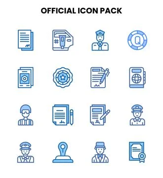Official Two Colour Set Icons Pack Stock Illustration