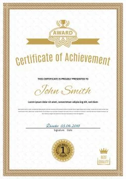 Official white certificate of a4 format with beige border, Official simple bl Stock Illustration